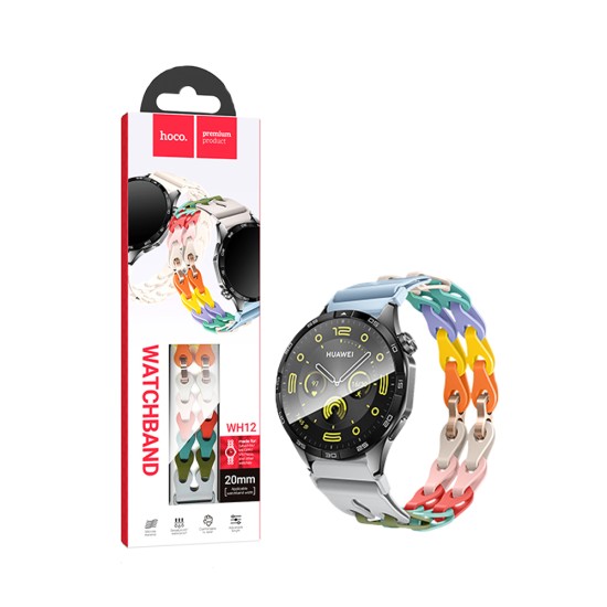 Bracelete de Silicone Hoco WH12 Flexible Fashion Hollow Series iWatch (20mm) Macaron Bracelete de Silicone Hoco WH12 Flexible Fashion Hollow Series iWatch (20mm) Macaron